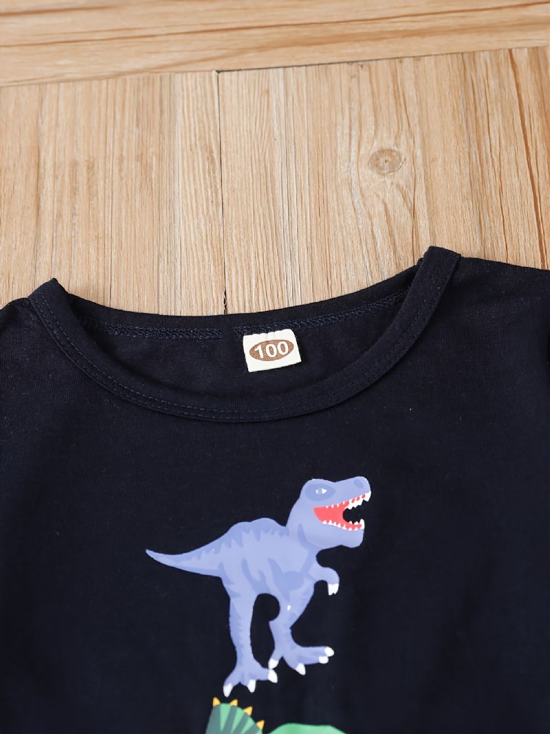Små Børn Drenge Tegneserie Dinosaur Print Rundhals Sweatshirt & Joggingbukser