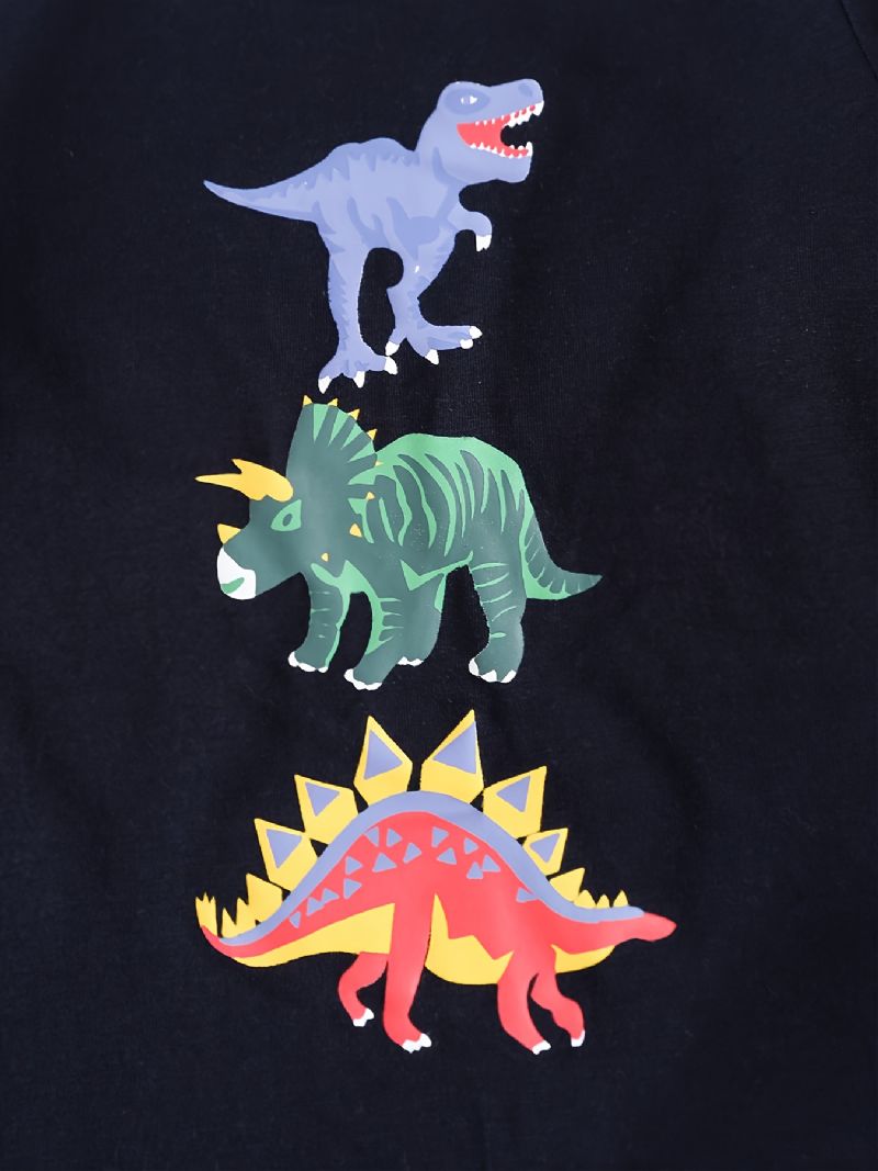 Små Børn Drenge Tegneserie Dinosaur Print Rundhals Sweatshirt & Joggingbukser