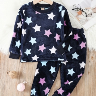 Småbørn Piger Flanell Star Pattern Pyjamas Pullover Bukser