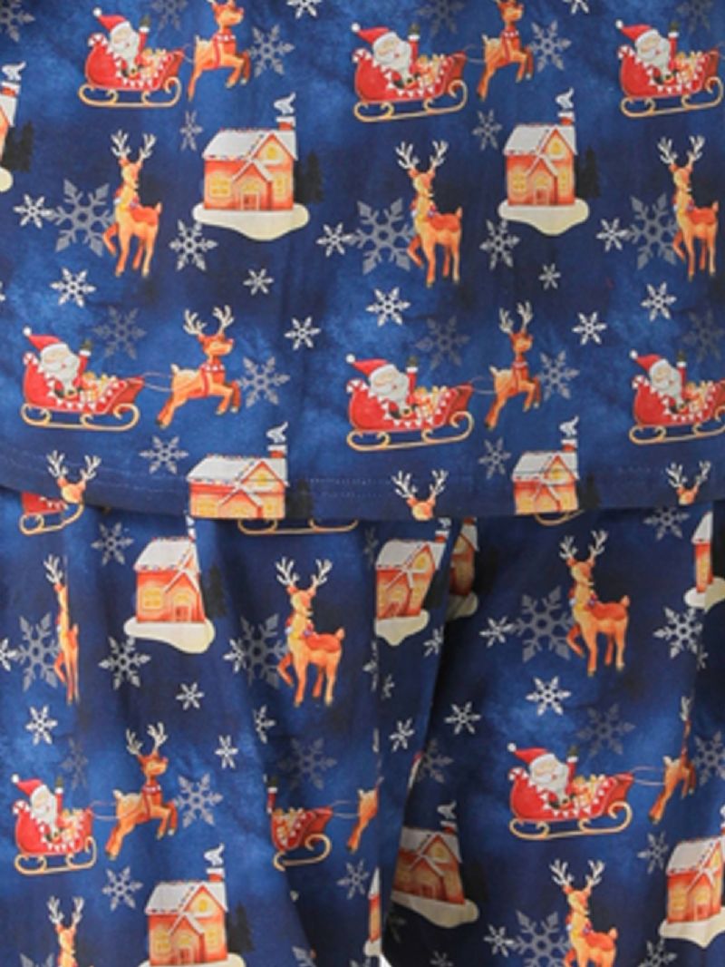 Tegnefilm Santa Elk House Pattern Christmas Pyjamas Familie