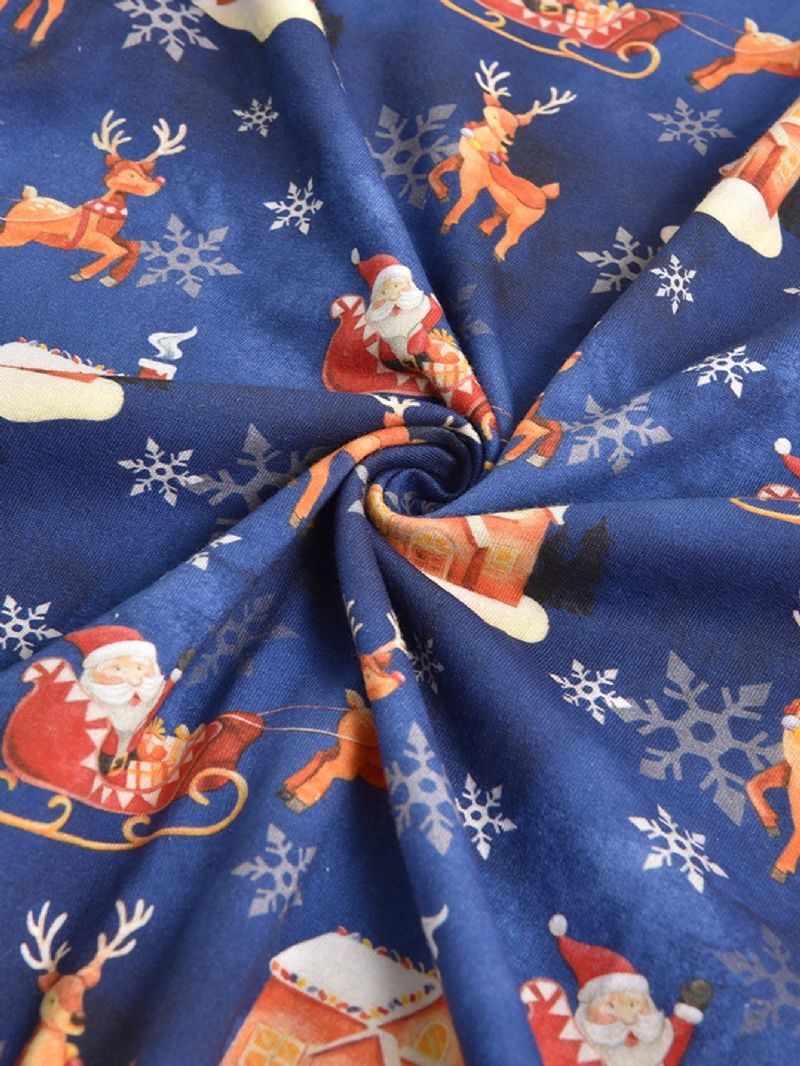Tegnefilm Santa Elk House Pattern Christmas Pyjamas Familie
