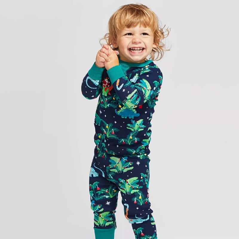 Toddler Baby Pyjamas Familie Outfit Dinosaur Print Rund Hals Langærmet Jumpsuit Romper For Drenge Piger