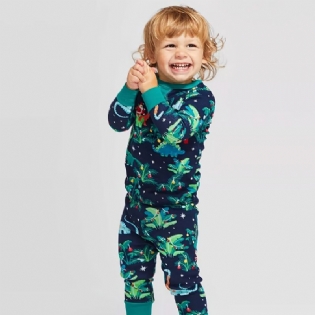 Toddler Baby Pyjamas Familie Outfit Dinosaur Print Rund Hals Langærmet Jumpsuit Romper For Drenge Piger