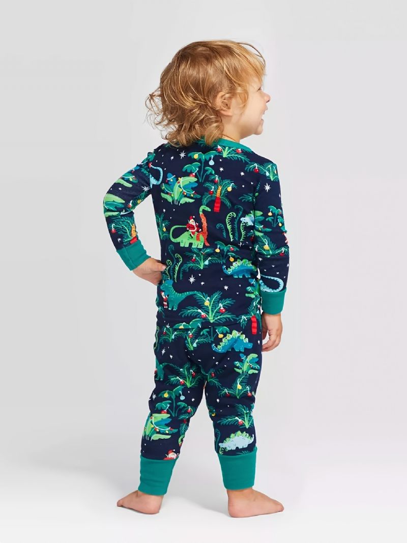 Toddler Baby Pyjamas Familie Outfit Dinosaur Print Rund Hals Langærmet Jumpsuit Romper For Drenge Piger