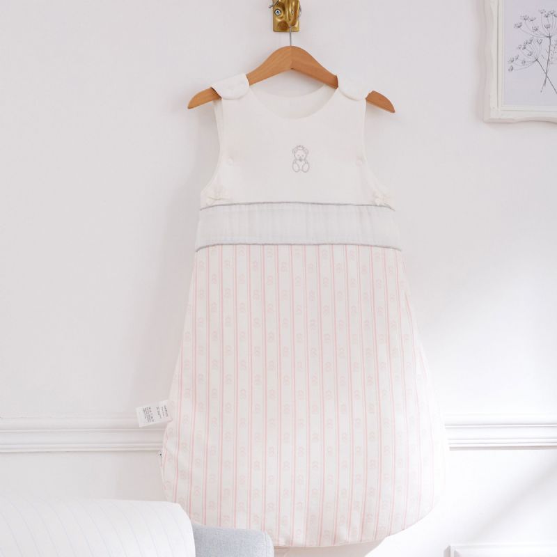 Toddler Børn Sovepose Lodret Stribet Four Seasons One Piece Pure Bomuld Tank Top Chunky Drenge 1 År Baby Tynd Bomulds Med Lynlås