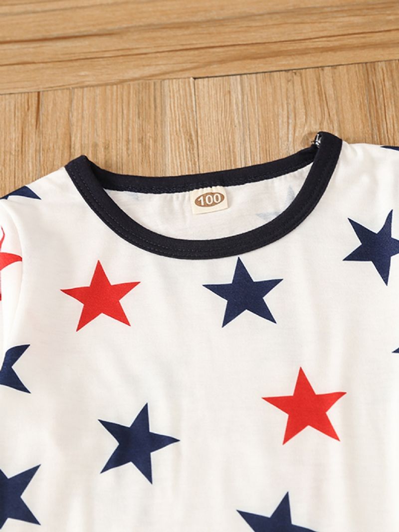 Toddler Drenge Little Star Mønster Crew Neck Sweatshirt Pyjamas Sæt