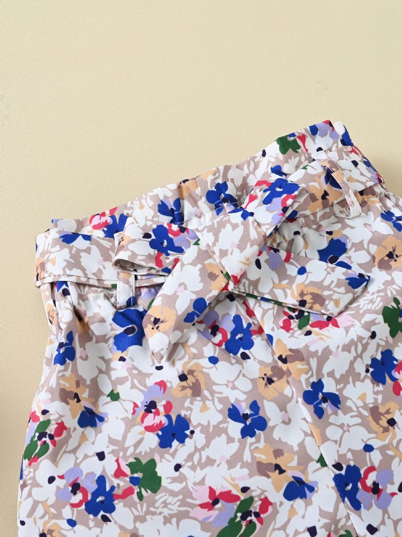 2 Stk Piger Mode Butterfly Floral Print Shorts Suit