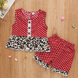 Toddler Baby Piger Dot Leopard Printet Ærmeløs Top & Shorts