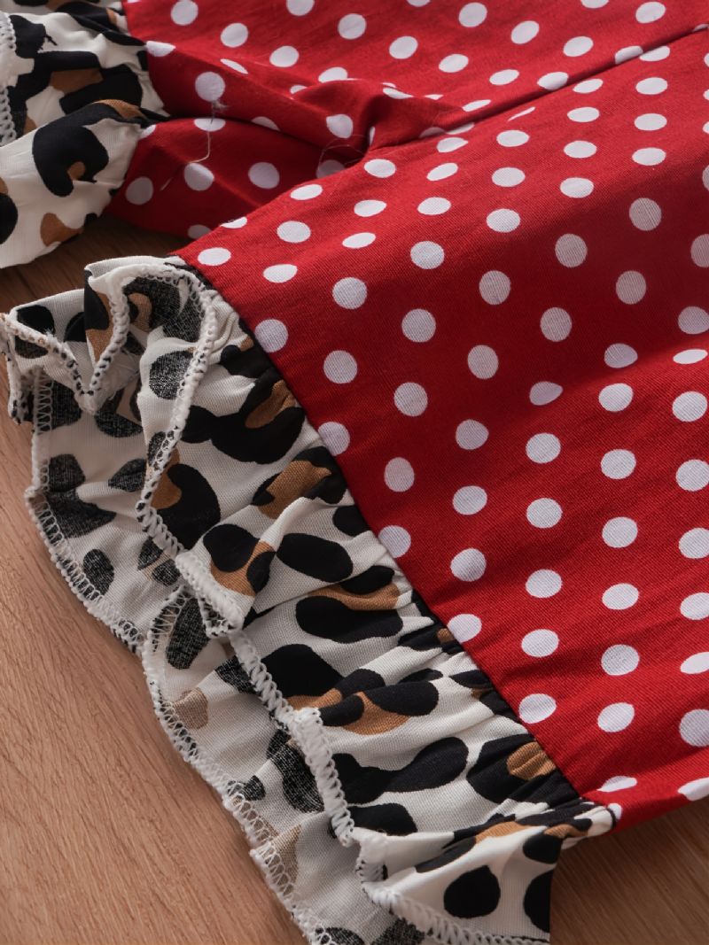 Toddler Baby Piger Dot Leopard Printet Ærmeløs Top & Shorts
