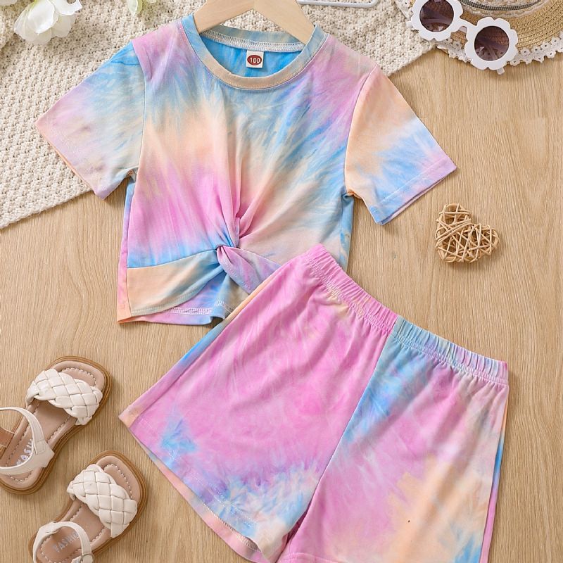 Toddler Baby Piger Tie Dye Trykt Top + Shorts