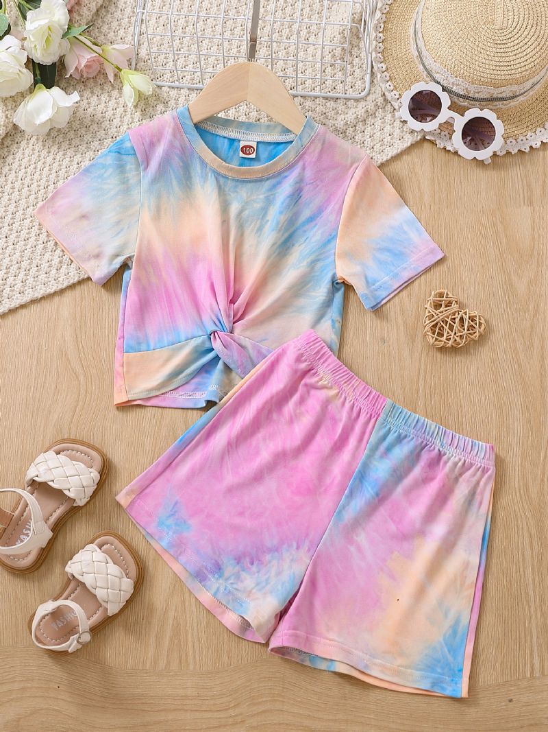 Toddler Baby Piger Tie Dye Trykt Top + Shorts