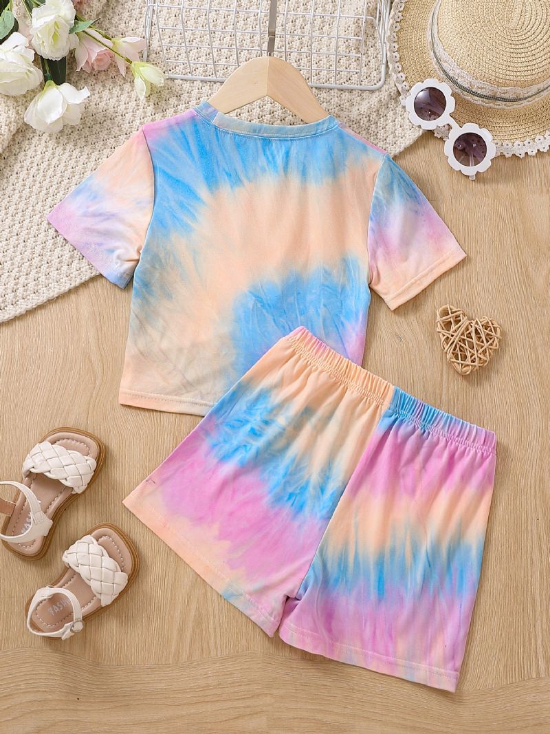 Toddler Baby Piger Tie Dye Trykt Top + Shorts