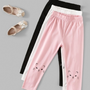 3 Stk Piger Casual Elegant Cute Cat Print Leggings Til Vinter