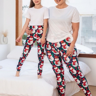 Autumn Winter Piger Christmas Series Snowman Printed Leggings