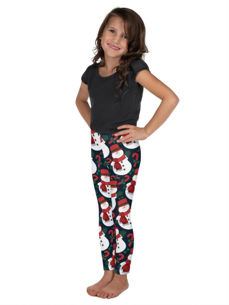 Autumn Winter Piger Christmas Series Snowman Printed Leggings