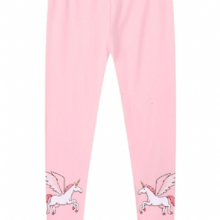 Babypiger Stretch Bløde Leggings Unicorn Print Bukser Børnetøj