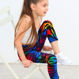 Børn Piger Sort Regnbue Tie Dye Leggings Tie Dye Stretch Bløde Bukser