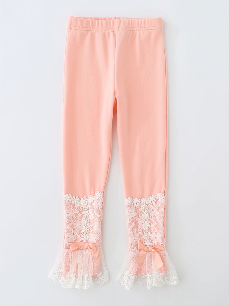 Piger Bløde Leggings Blonde Blomster Perle Decor Børnetøj