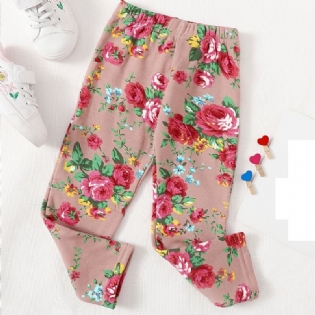 Piger Bomuld Elastisk Blomsterprint Legging Børnetøj