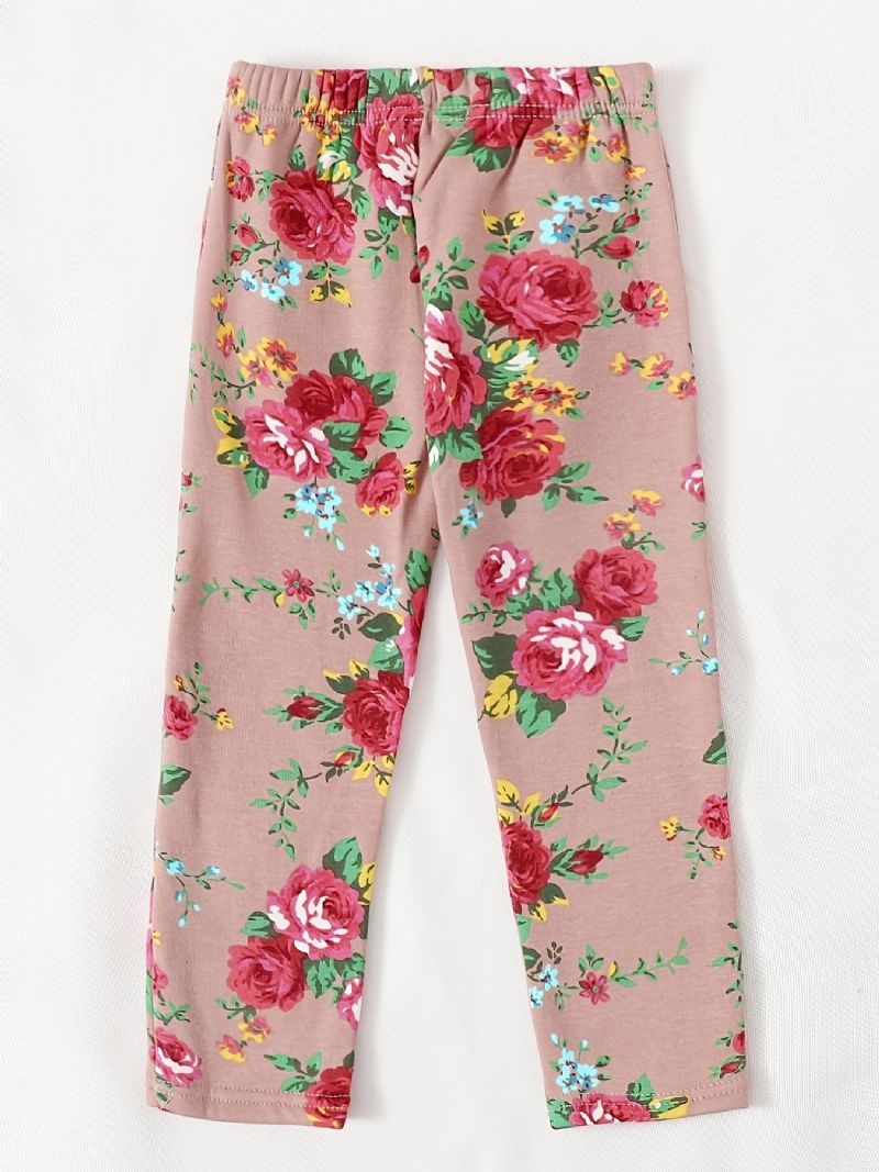 Piger Bomuld Elastisk Blomsterprint Legging Børnetøj