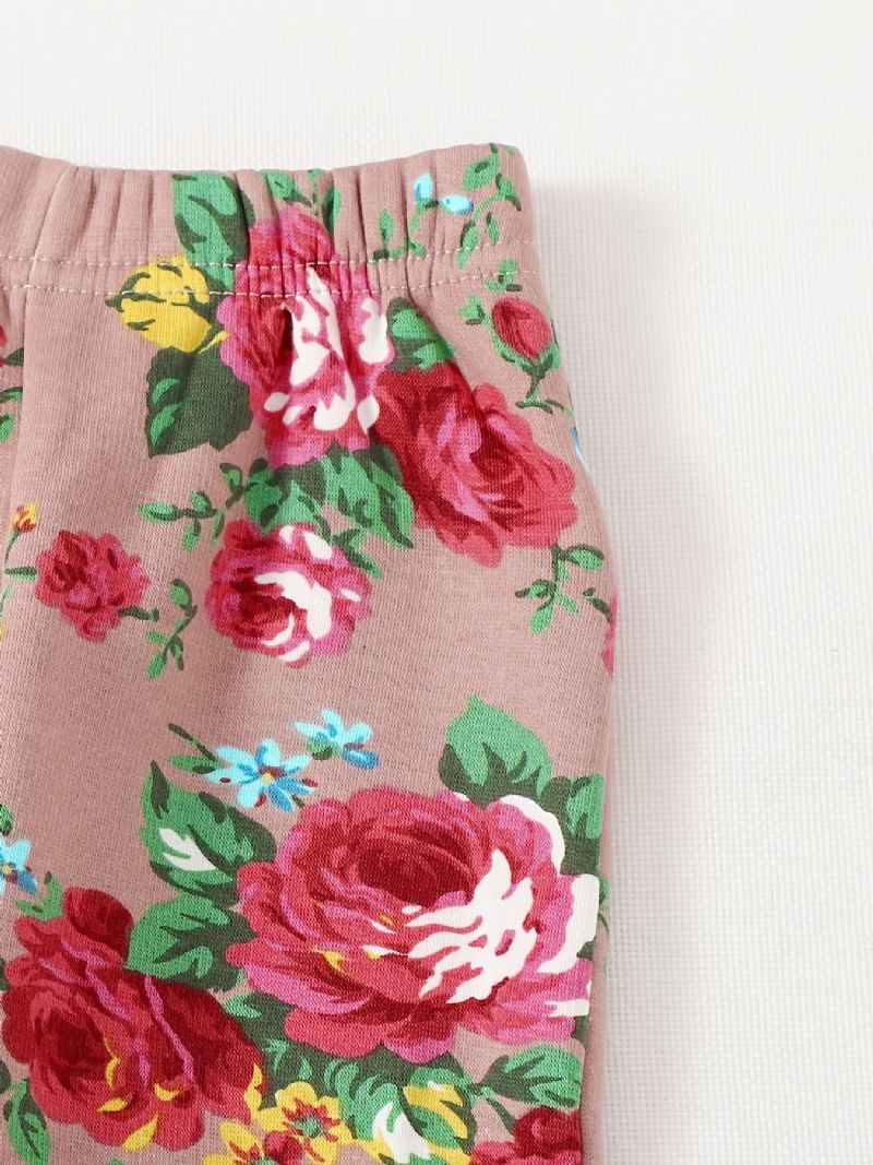 Piger Bomuld Elastisk Blomsterprint Legging Børnetøj