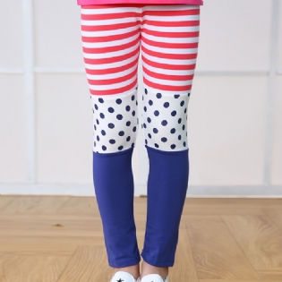 Piger Casual Color Block Leggings Med Striber Polka Dot Print Til Efterår Og Vinter