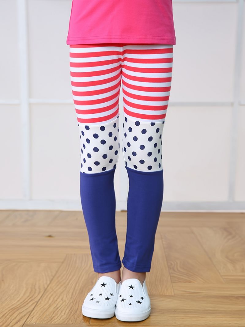 Piger Casual Color Block Leggings Med Striber Polka Dot Print Til Efterår Og Vinter