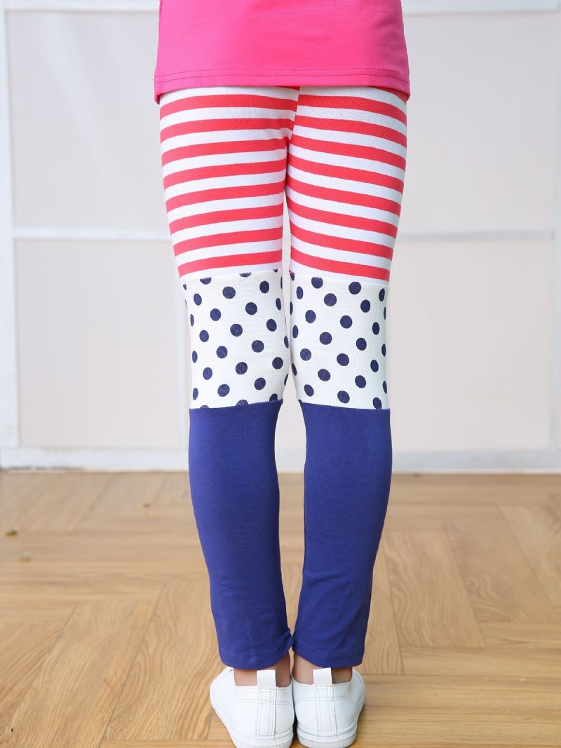 Piger Casual Color Block Leggings Med Striber Polka Dot Print Til Efterår Og Vinter