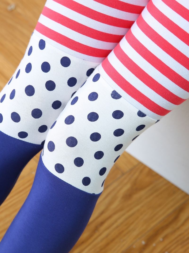 Piger Casual Color Block Leggings Med Striber Polka Dot Print Til Efterår Og Vinter