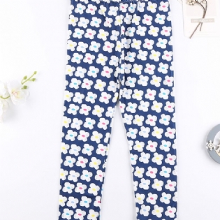 Piger Casual Søde Blomsterprint Stretchy Leggings Til Vinter Azure