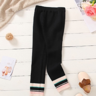 Piger Elegant Casual Stribet Stretchy Strikkede Leggings Til Vinter