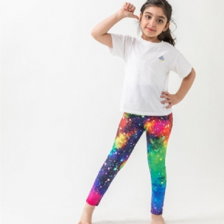 Piger Galaxy Print Leggings Med Høj Stretch