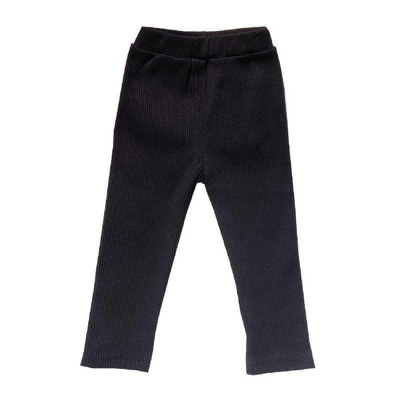 Piger High Stretch Bløde Leggings Ensfarvede Varme Bomuldsbukser Vinter