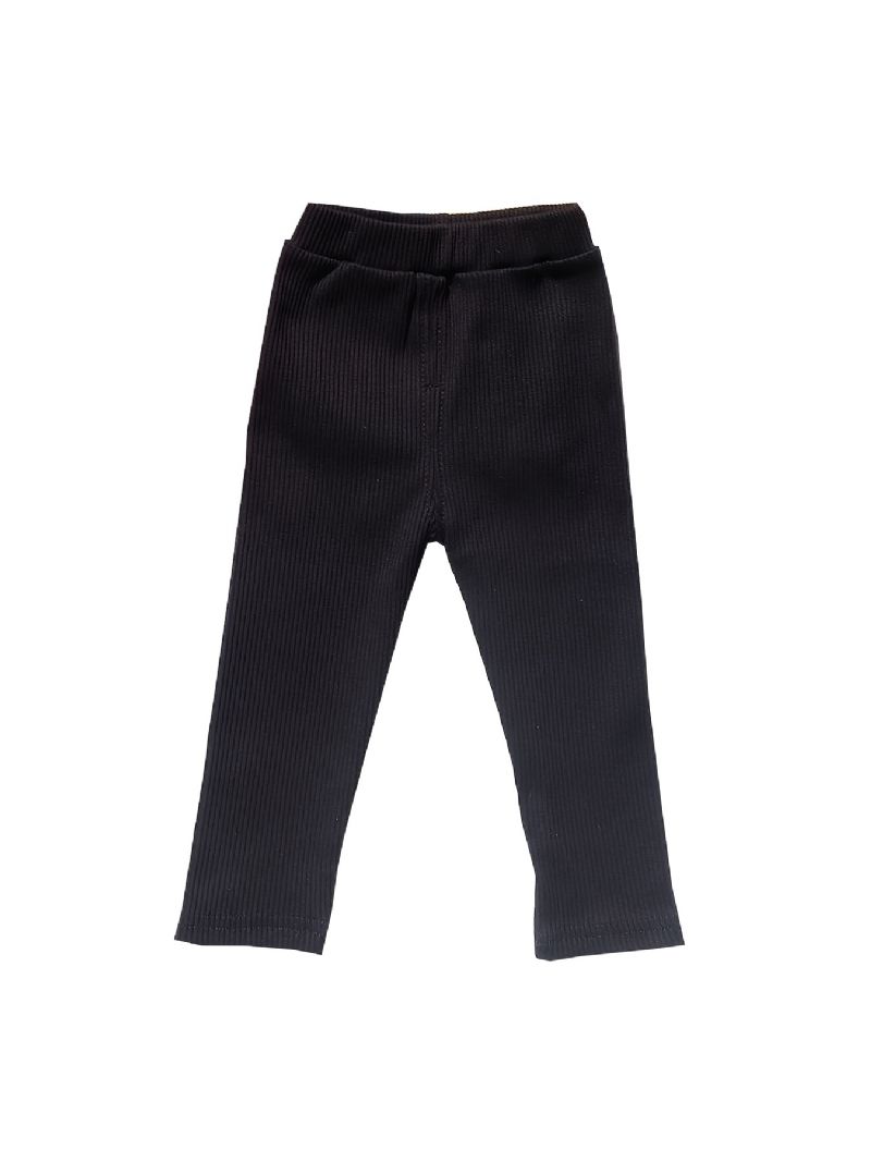 Piger High Stretch Bløde Leggings Ensfarvede Varme Bomuldsbukser Vinter