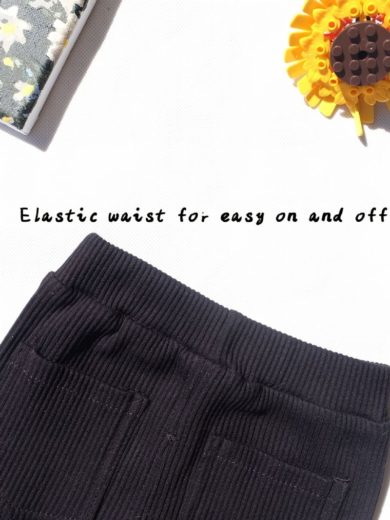 Piger High Stretch Bløde Leggings Ensfarvede Varme Bomuldsbukser Vinter