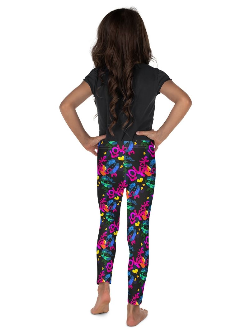 Piger High Stretch Bløde Leggings Love Letters Print