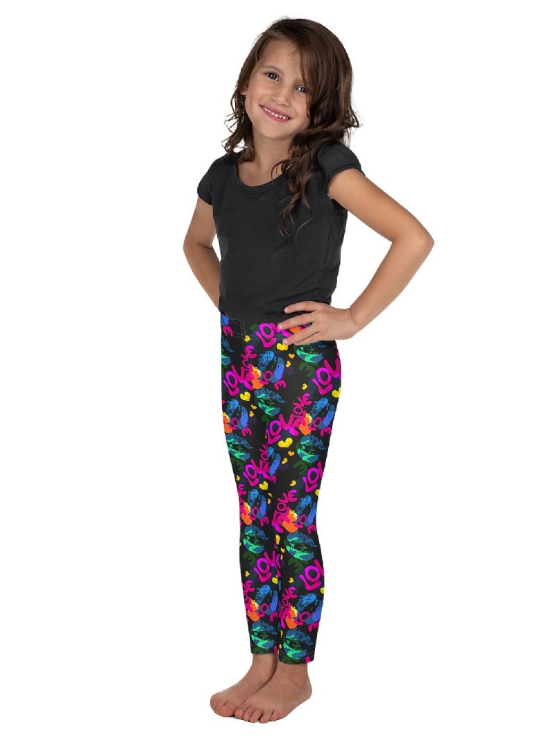 Piger High Stretch Bløde Leggings Love Letters Print