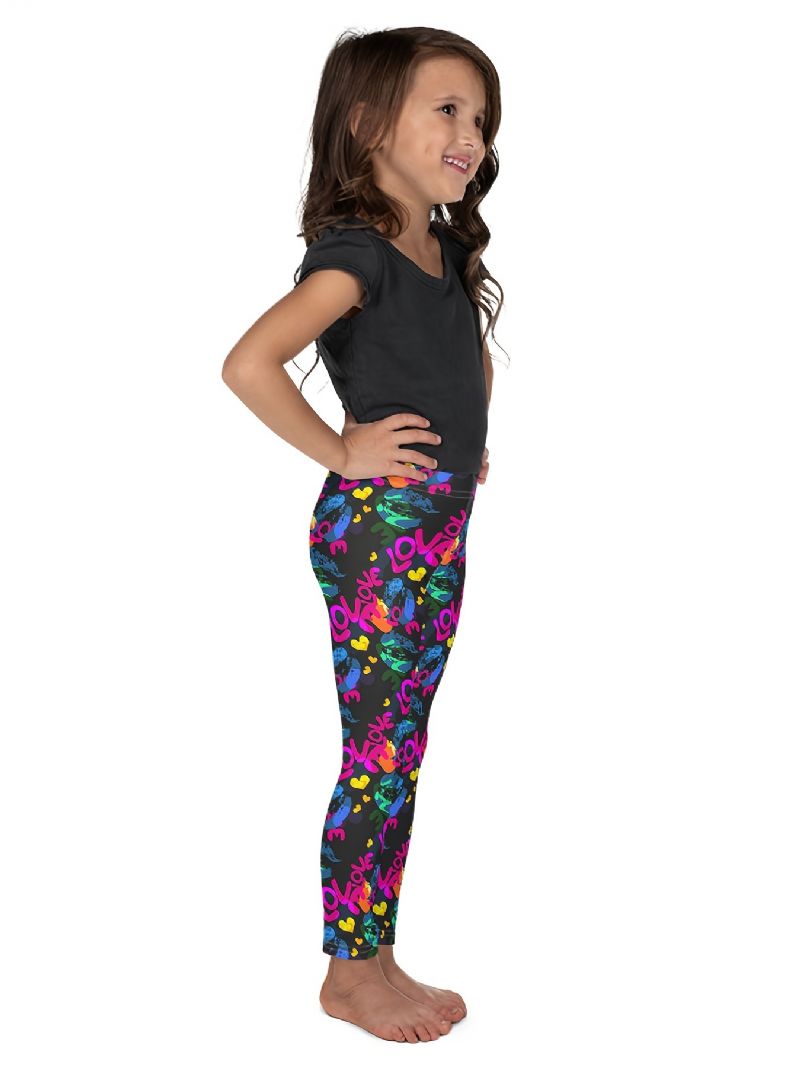 Piger High Stretch Bløde Leggings Love Letters Print