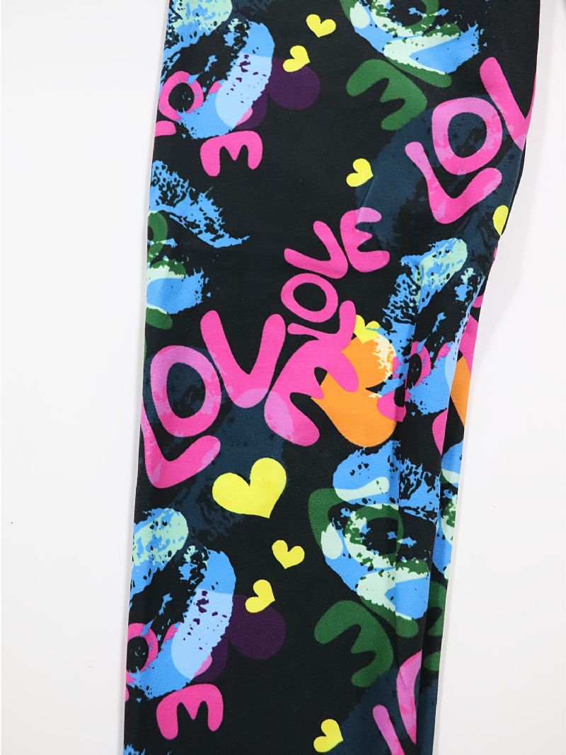 Piger High Stretch Bløde Leggings Love Letters Print