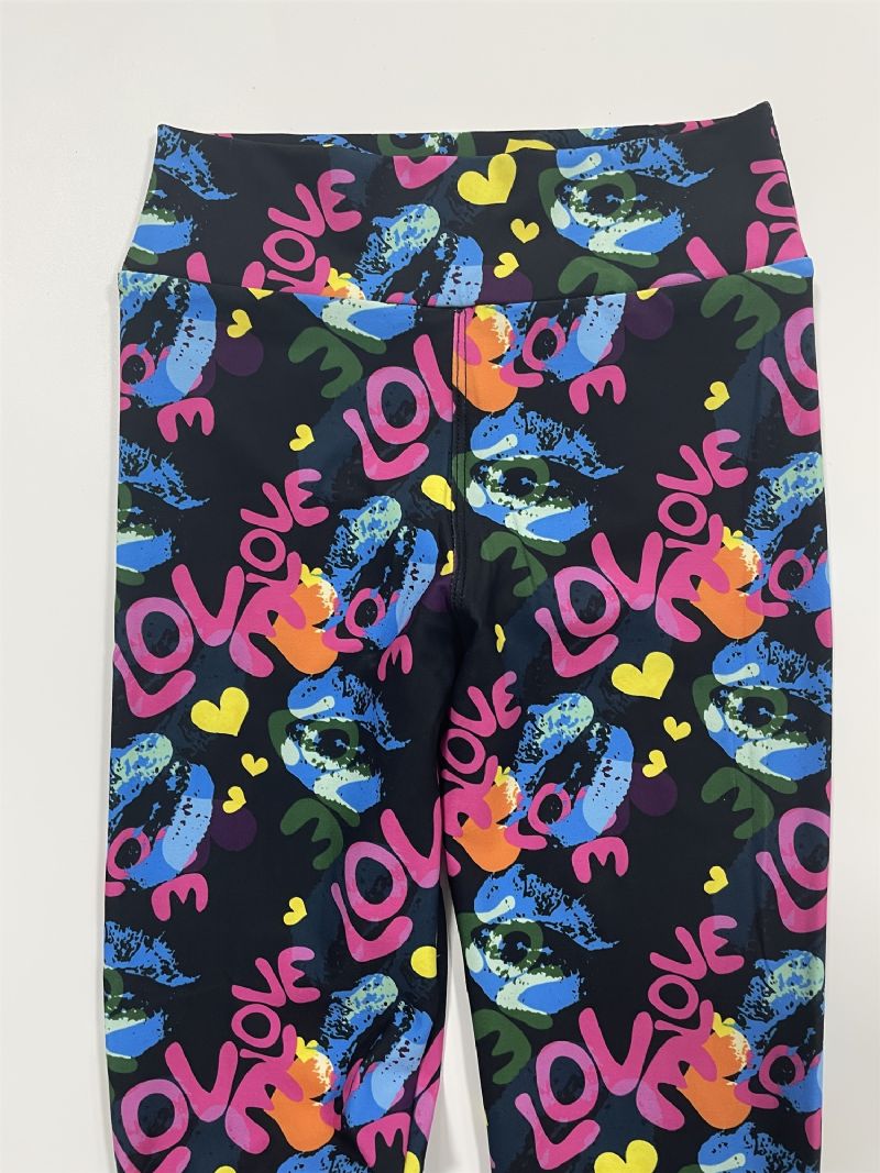 Piger High Stretch Bløde Leggings Love Letters Print