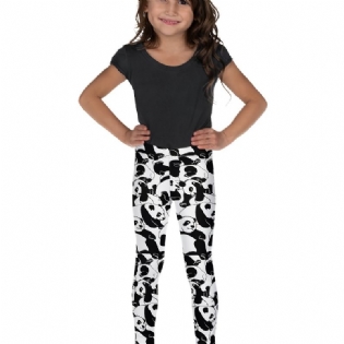 Piger Polyester High Stretch Leggings Med Panda Prints