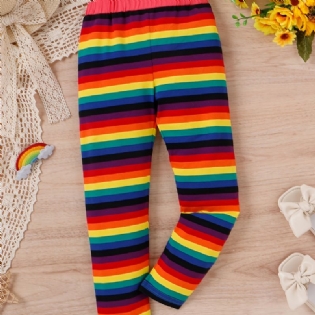 Piger Rainbow Strip Elastisk Talje Leggings Bukser Børnetøj