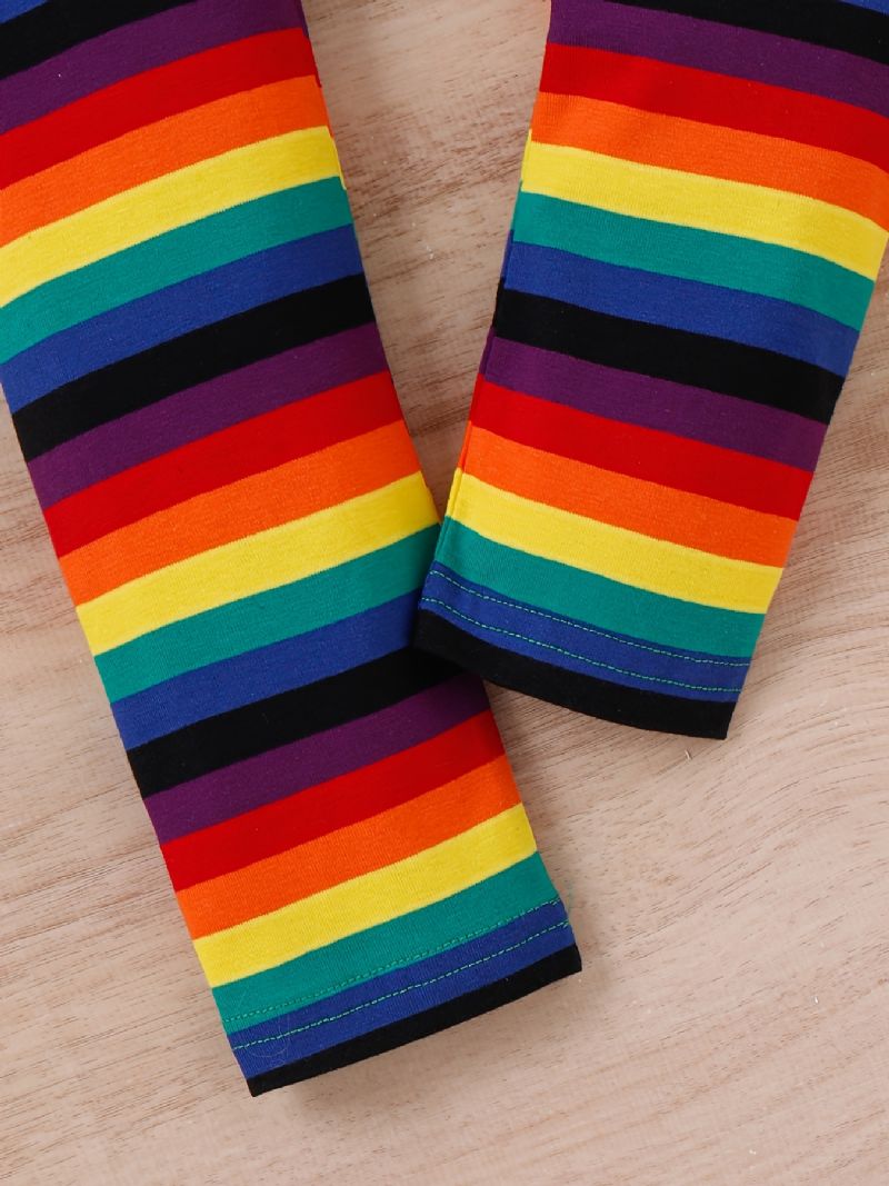 Piger Rainbow Strip Elastisk Talje Leggings Bukser Børnetøj