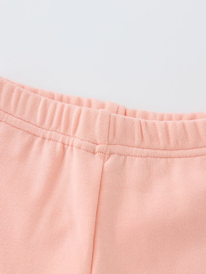 Piger Søde Casual Blonde Trim Flæsede Leggings Til Vinter Pink