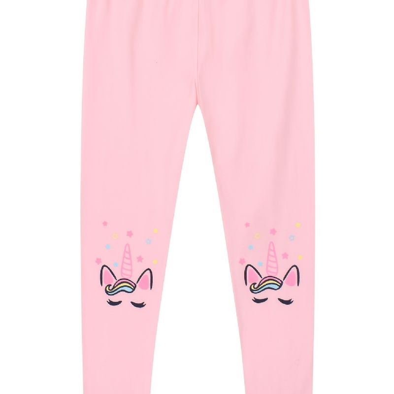 Piger Stretch Bløde Leggings Pink Søde Unicorn Print Bukser Børnetøj