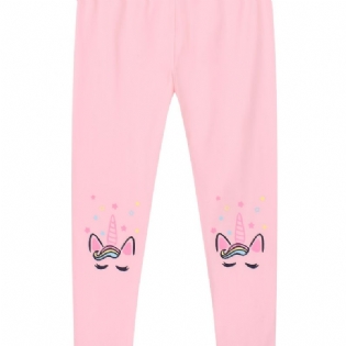 Piger Stretch Bløde Leggings Pink Søde Unicorn Print Bukser Børnetøj