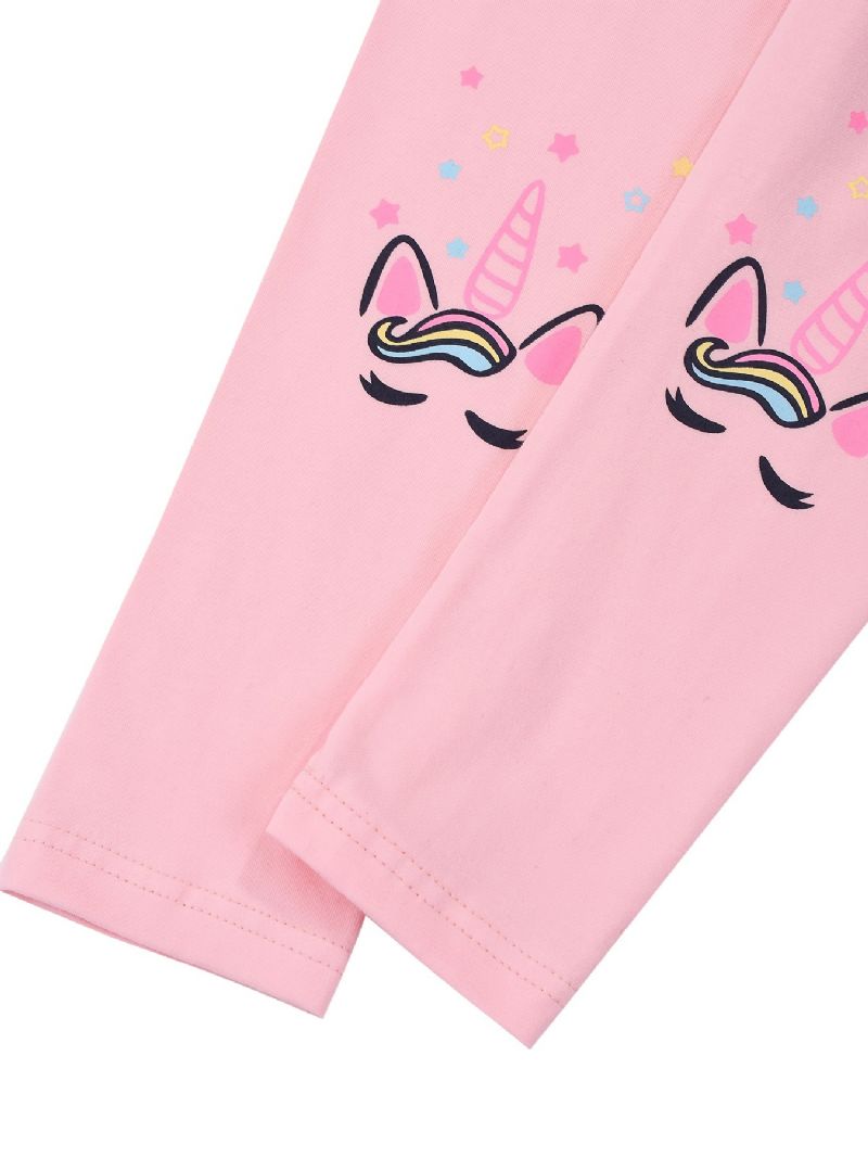 Piger Stretch Bløde Leggings Pink Søde Unicorn Print Bukser Børnetøj