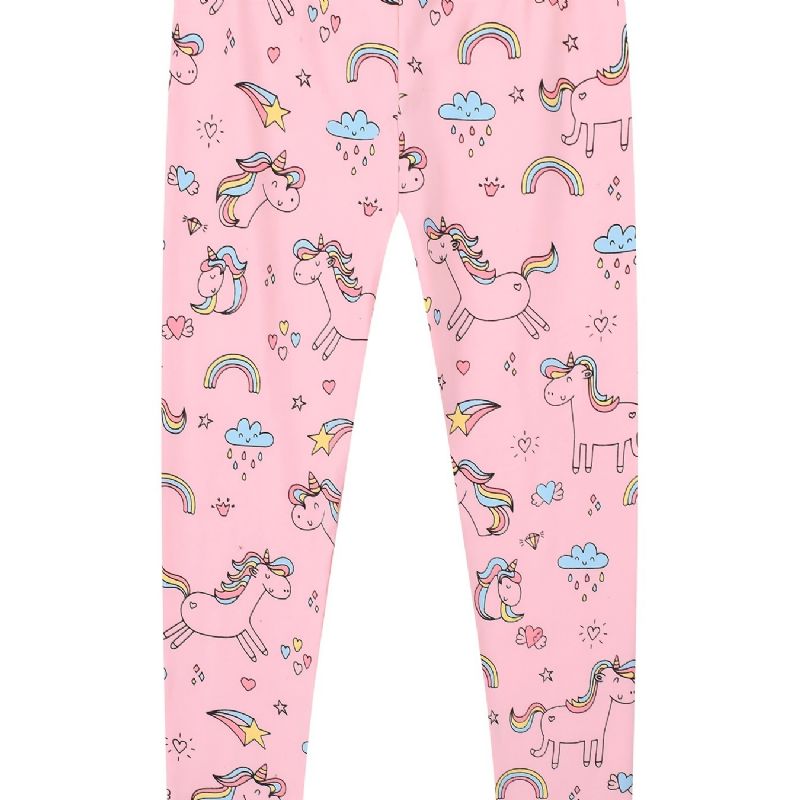 Piger Stretch Bløde Leggings Søde Unicorn Full Print Bukser Børnetøj