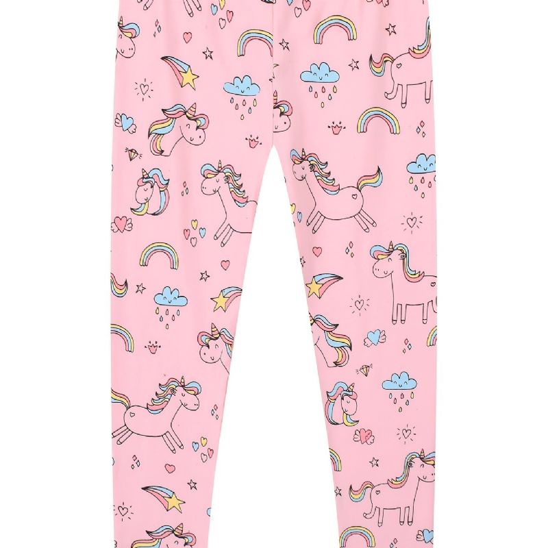 Piger Stretch Bløde Leggings Søde Unicorn Full Print Bukser Børnetøj