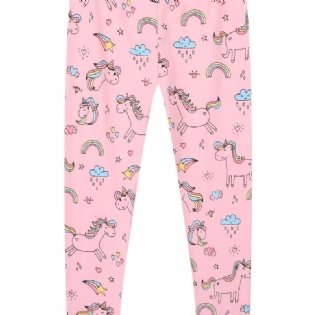 Piger Stretch Bløde Leggings Søde Unicorn Full Print Bukser Børnetøj